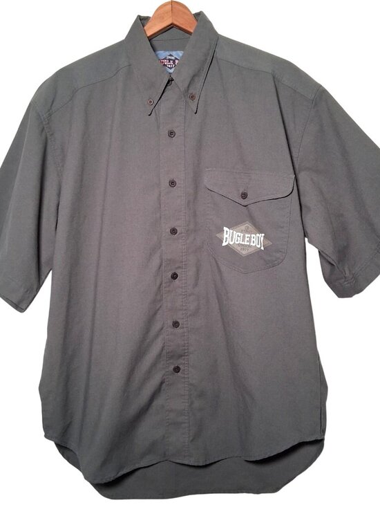 Bugle Boy Other - Vintage 1990s Bugle Boy Shirt Small Gray Button Down Collared Retro Grunge